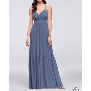 David’s bridal bridesmaid dress steel blue 0